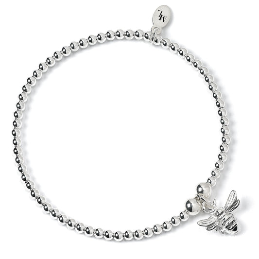 Bee on Silver Ball Bead Bracelet - MYLEE London