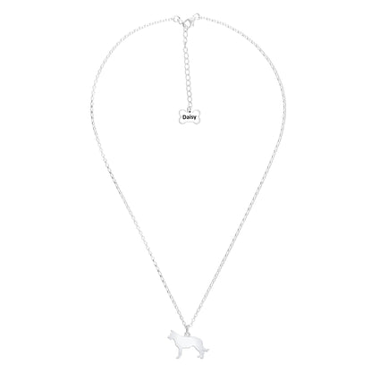 Belgian Shepherd Dog (Groenendael) Silhouette Silver Necklace - Personalised - MYLEE London
