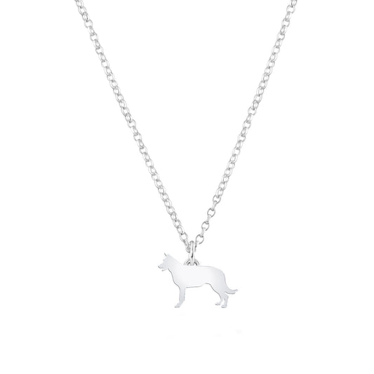Belgian Shepherd Dog (Groenendael) Silhouette Silver Necklace - Personalised - MYLEE London