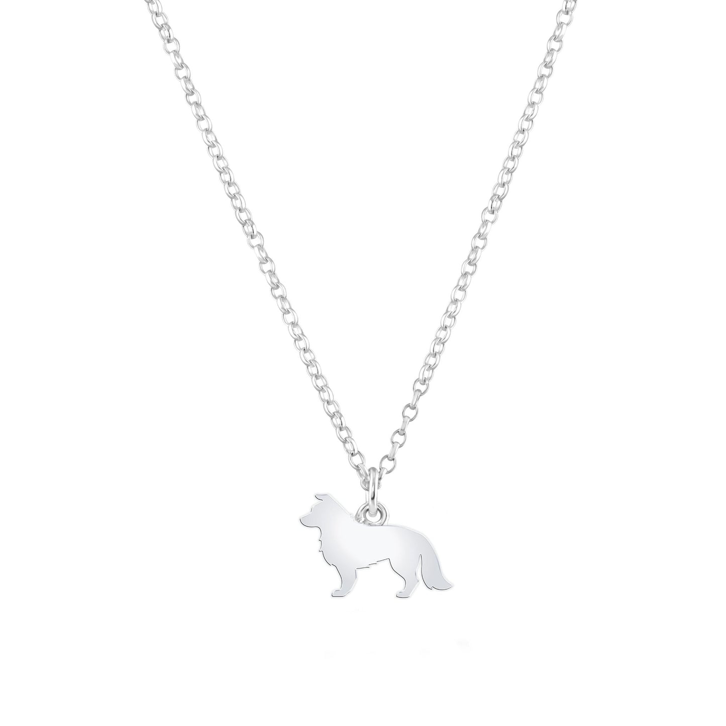 Border Collie Silhouette Silver Necklace - Personalised - MYLEE London