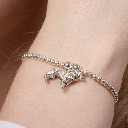 Border Collie Silver Ball Bead Bracelet - Personalised - MYLEE London