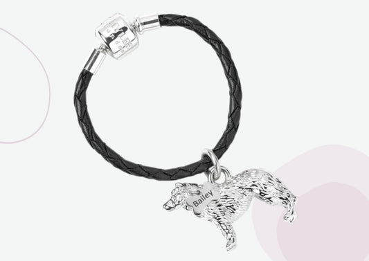 Border Collie Silver Keyring - Personalised - MYLEE London