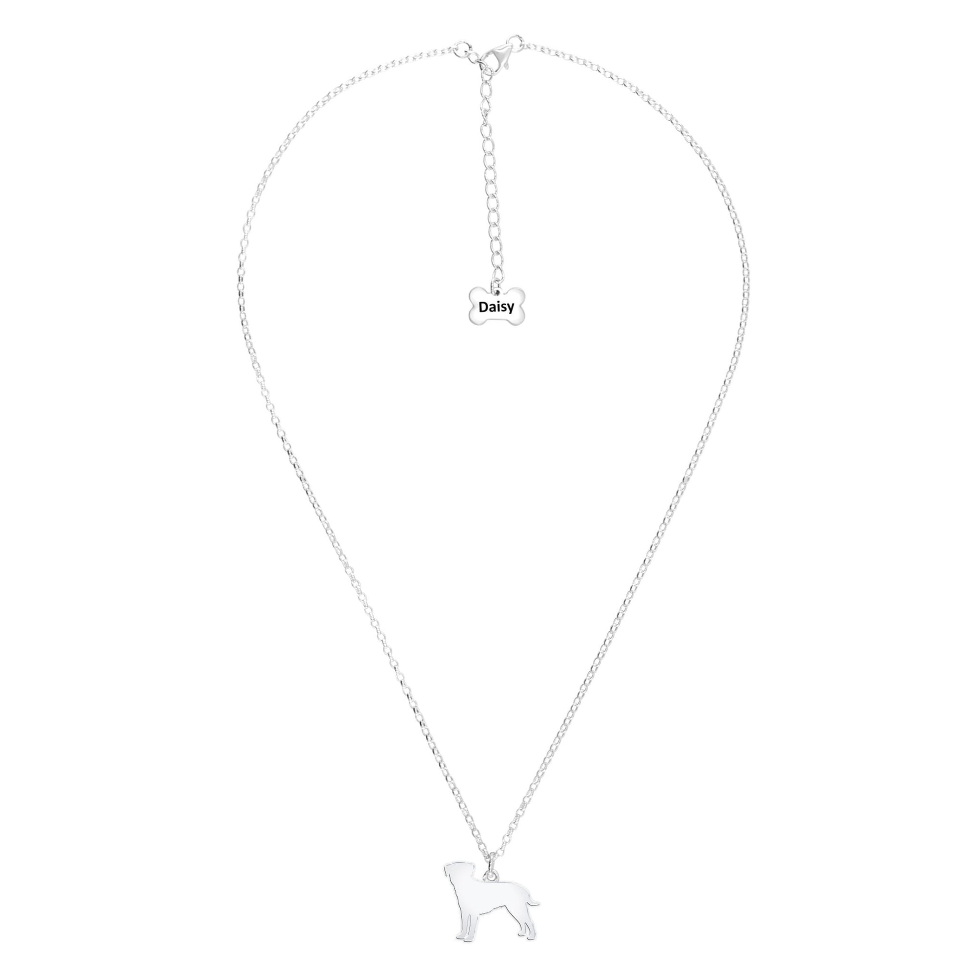 Border Terrier Silhouette Silver Necklace - Personalised - MYLEE London