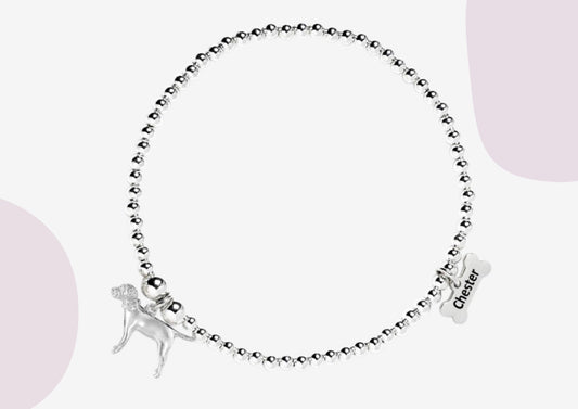 Border Terrier Silver Ball Bead Bracelet - Personalised - MYLEE London