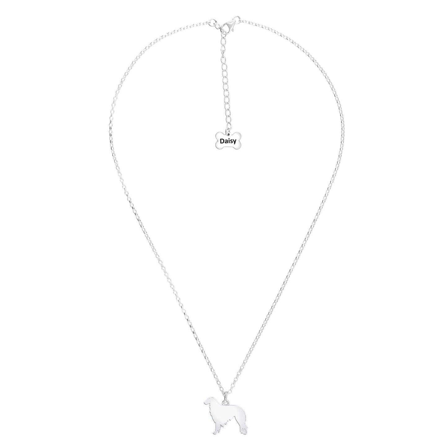 Borzoi Silhouette Silver Necklace - Personalised - MYLEE London
