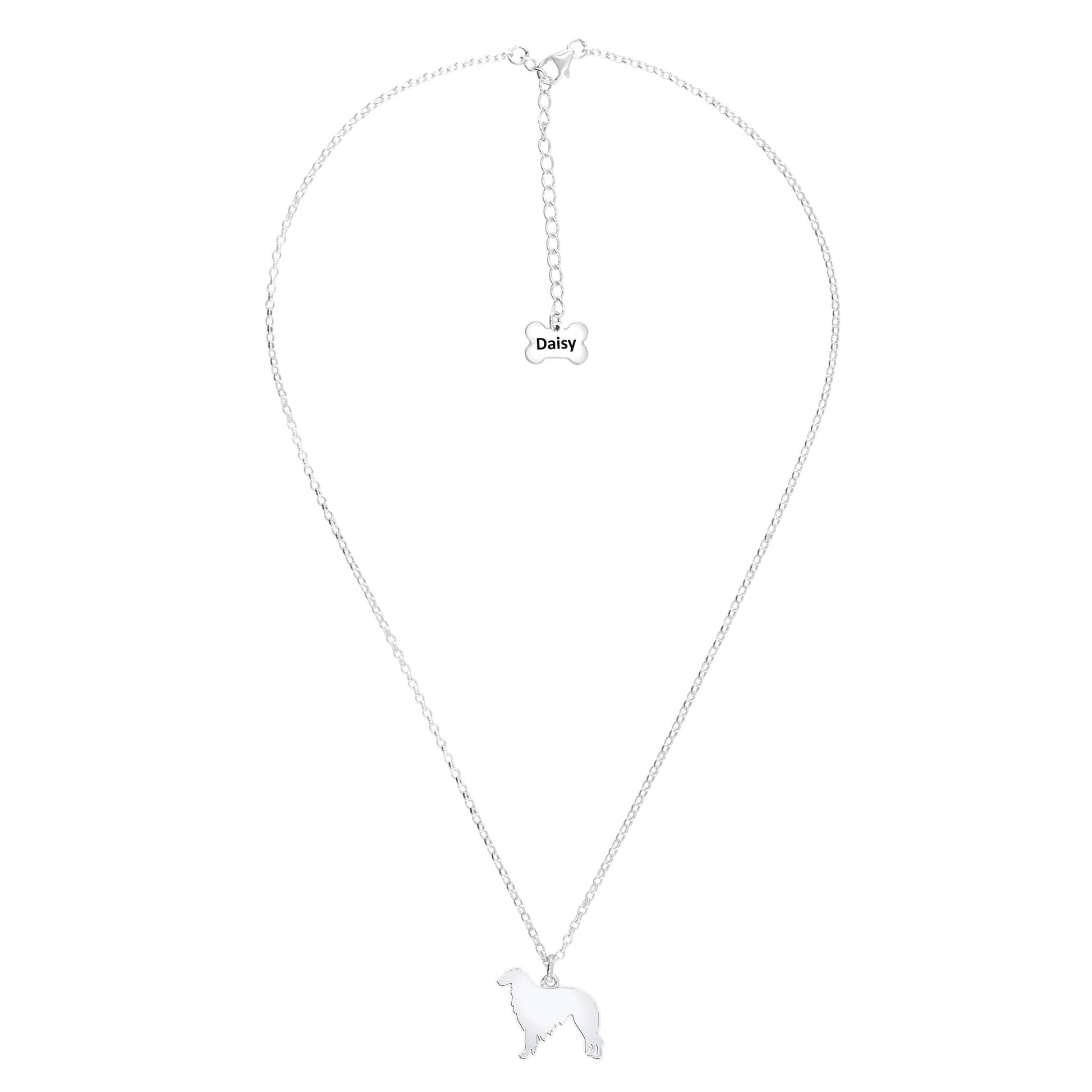 Borzoi Silhouette Silver Necklace - Personalised - MYLEE London
