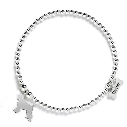 Bouvier Des Flandres Silhouette Silver Ball Bead Bracelet - Personalised - MYLEE London