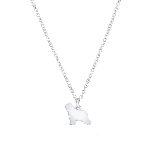 Briard Silhouette Silver Necklace - Personalised - MYLEE London