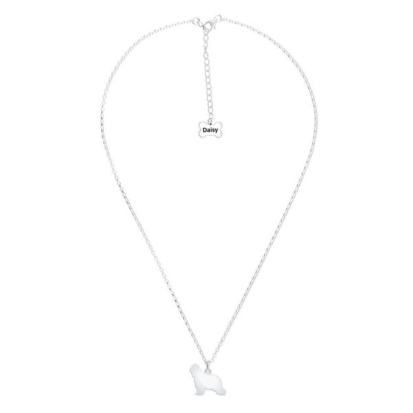 Briard Silhouette Silver Necklace - Personalised - MYLEE London