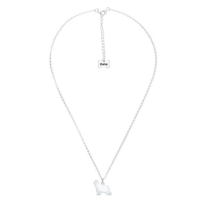 Briard Silhouette Silver Necklace - Personalised - MYLEE London