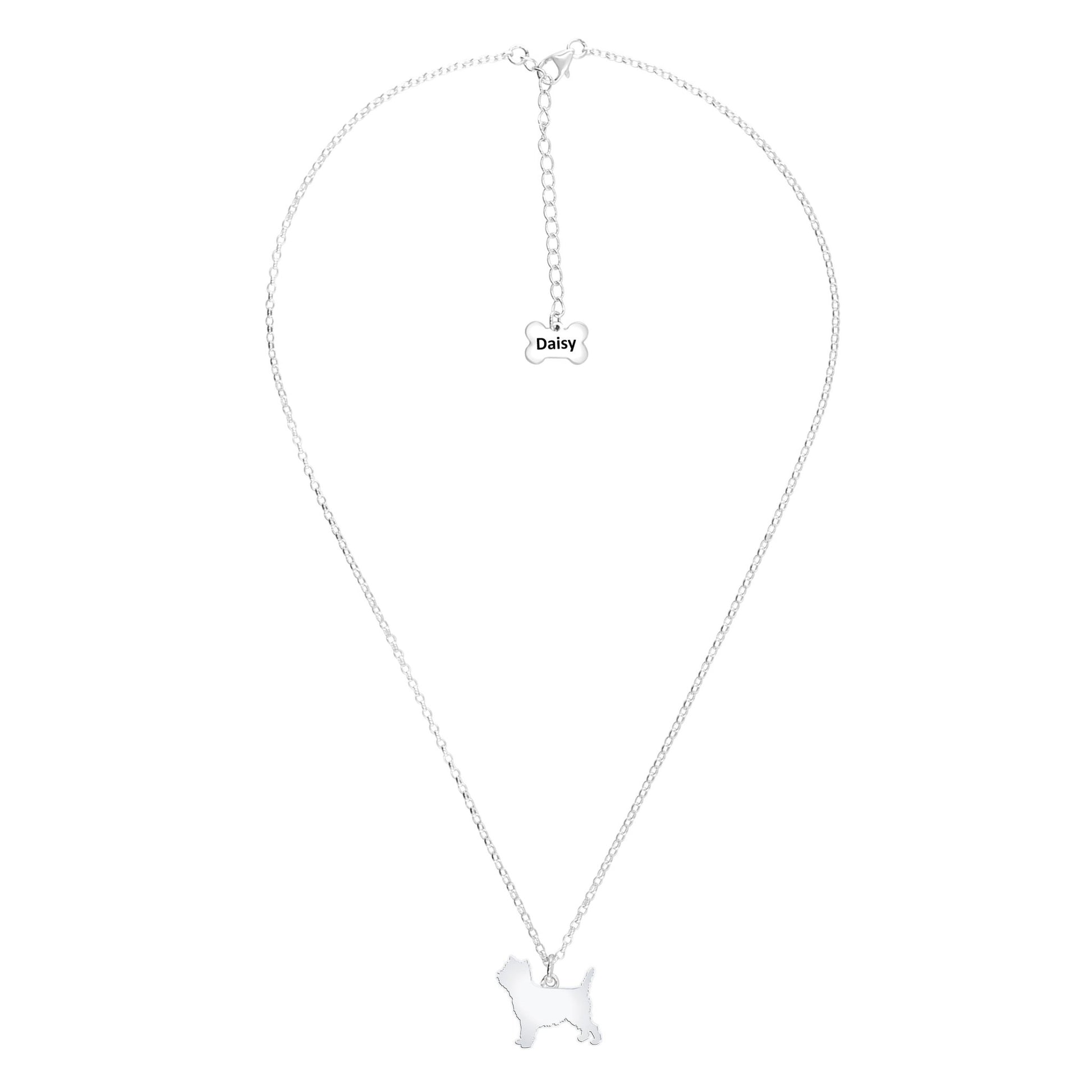 Cairn Terrier Silhouette Silver Necklace - Personalised - MYLEE London