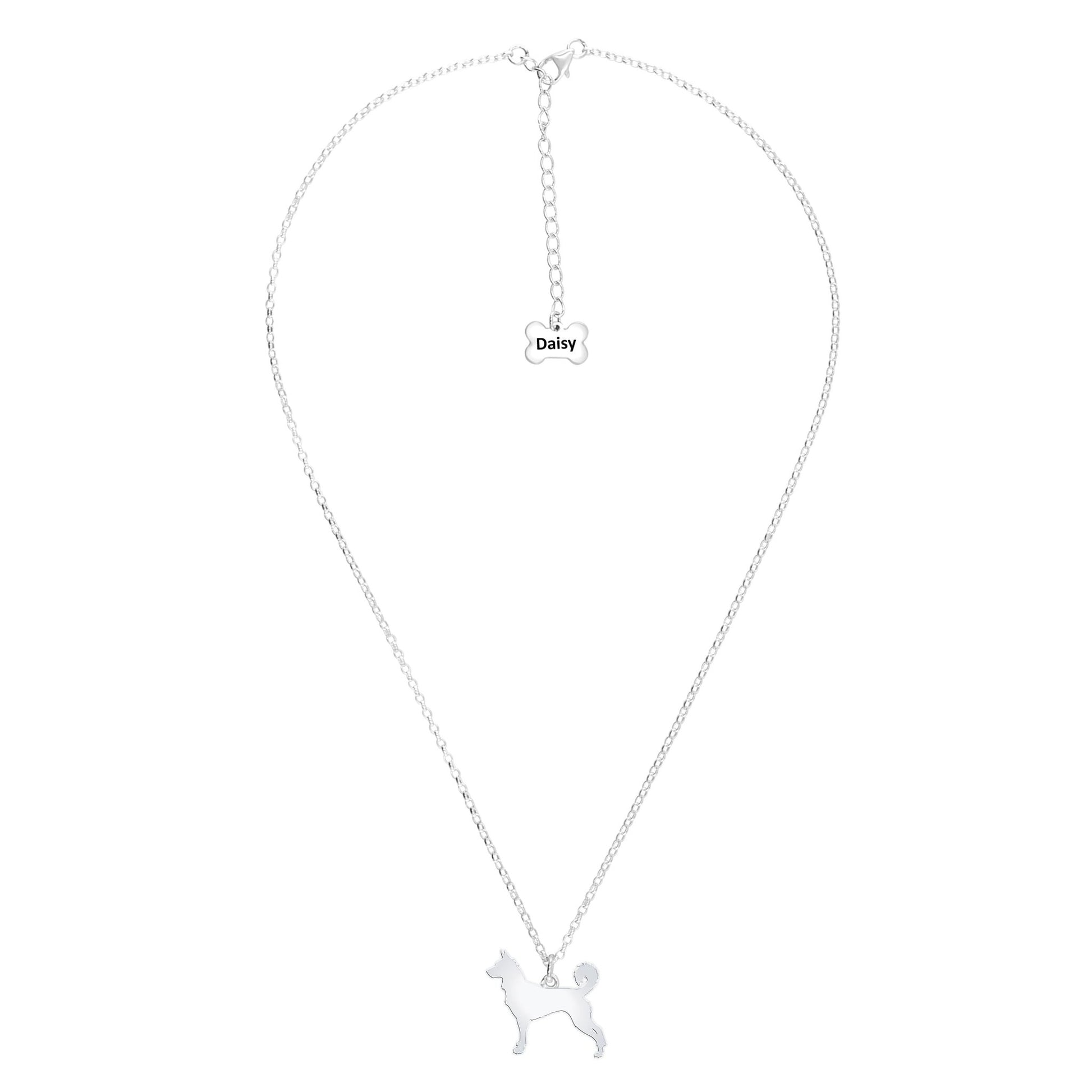 Canaan Dog Silhouette Silver Necklace - Personalised - MYLEE London