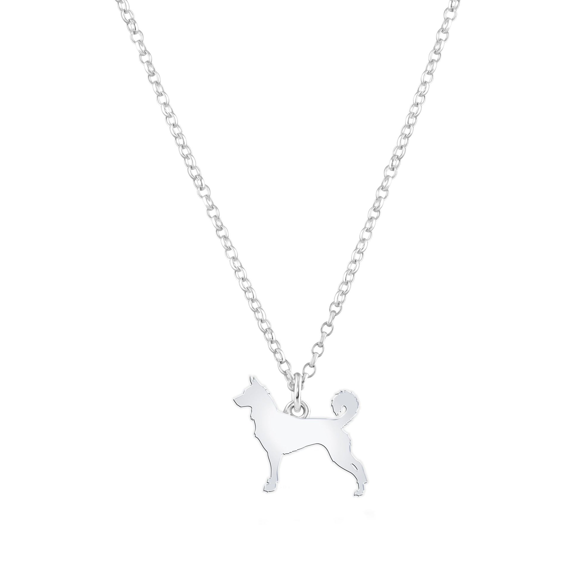 Canaan Dog Silhouette Silver Necklace - Personalised - MYLEE London