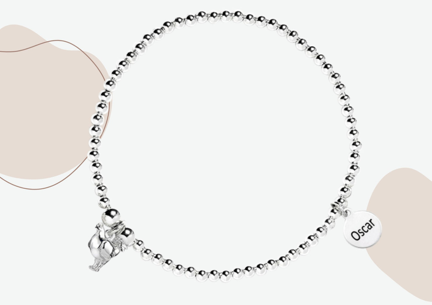 Chicken Silver Ball Bead Bracelet - Personalised - MYLEE London