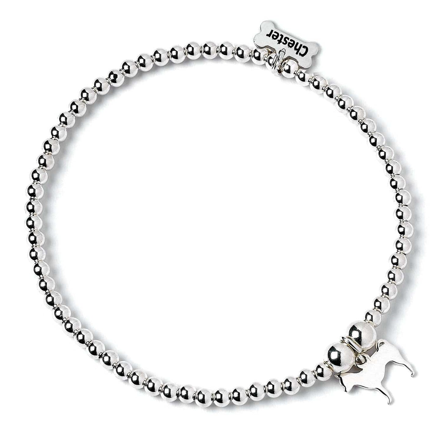 Chihuahua Silhouette Silver Ball Bead Bracelet - Personalised - MYLEE London