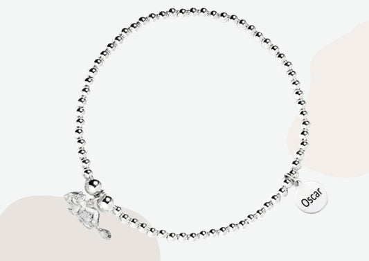 Chinchilla Silver Ball Bead Bracelet - Personalised - MYLEE London