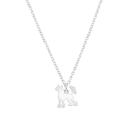 Chinese Crested Silhouette Silver Necklace - Personalised - MYLEE London