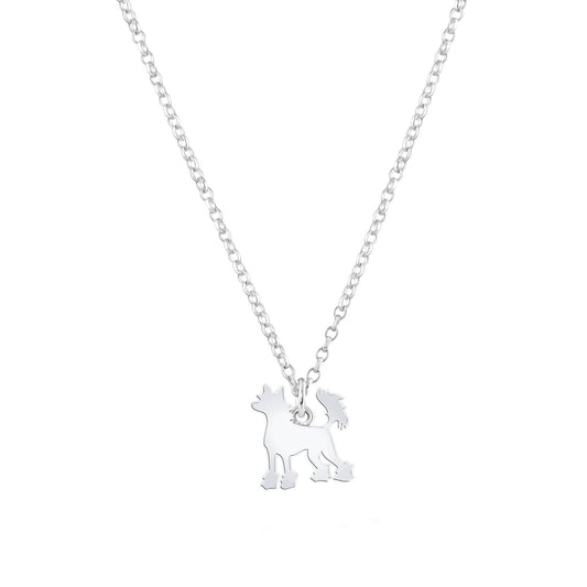 Chinese Crested Silhouette Silver Necklace - Personalised - MYLEE London