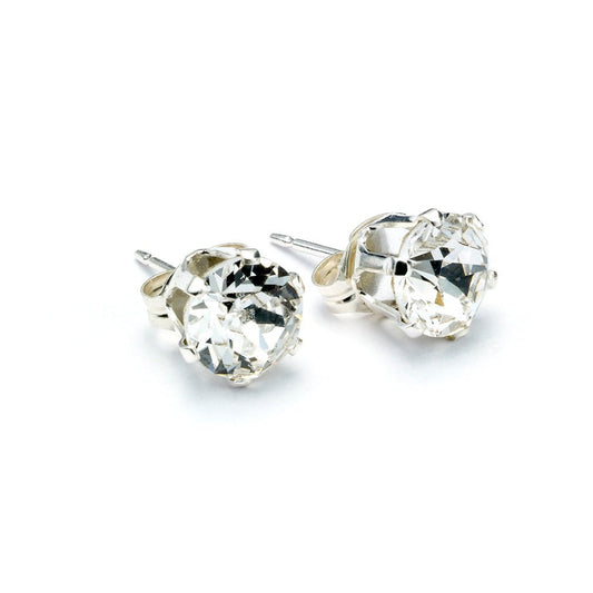Clear Crystal Silver Stud Earrings - MYLEE London