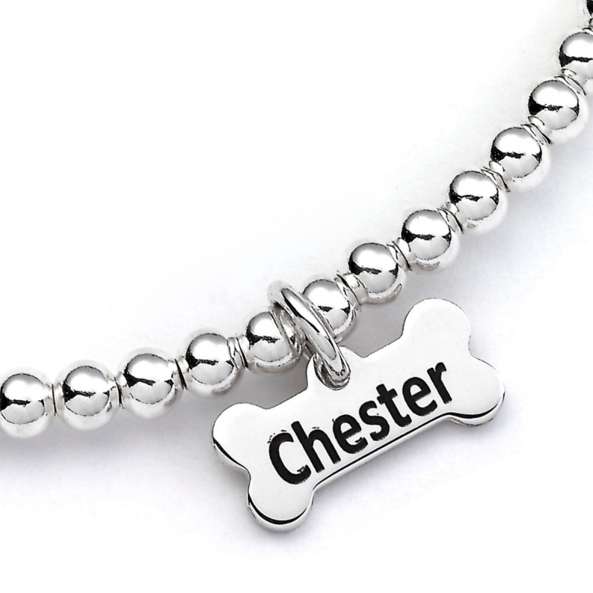 Clumber Spaniel Silhouette Silver Ball Bead Bracelet - Personalised - MYLEE London