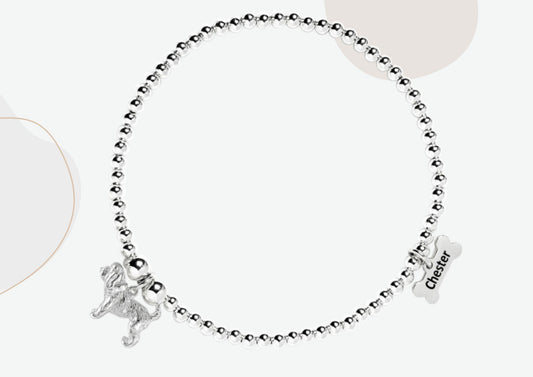 Cockapoo Silver Ball Bead Bracelet - Personalised - MYLEE London