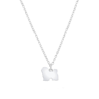 Coton De Tulear Silhouette Silver Necklace - Personalised - MYLEE London
