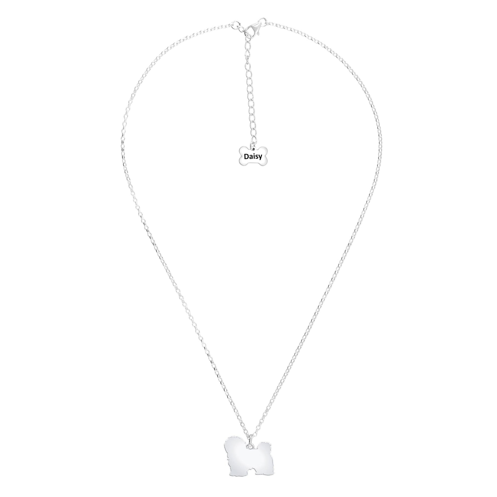 Coton De Tulear Silhouette Silver Necklace - Personalised - MYLEE London