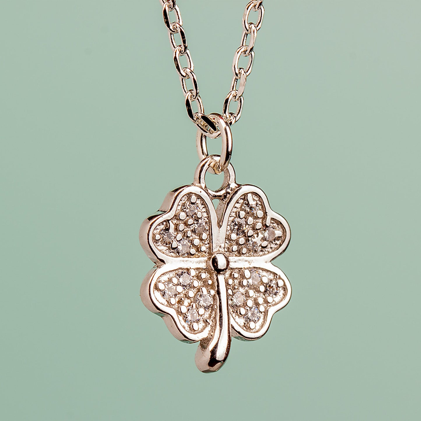 Crystal Clover Necklace - Sterling Silver - MYLEE London