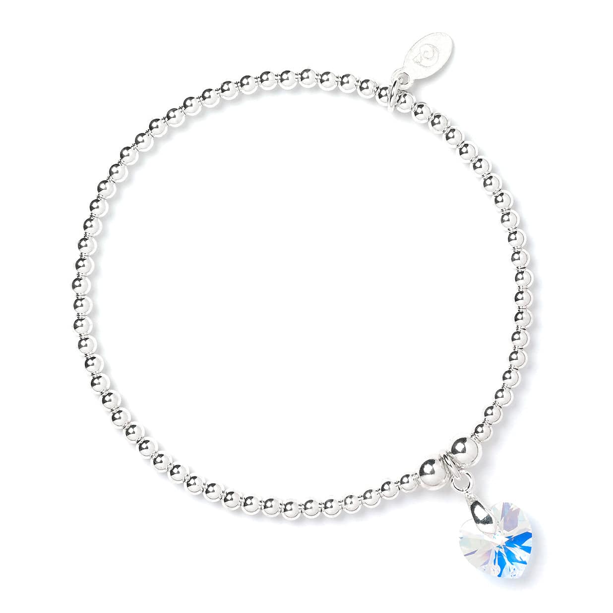 Crystal Hearts on Silver Ball Bead Bracelet - MYLEE London