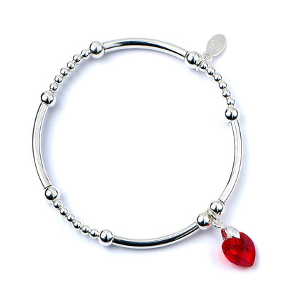 Crystal Hearts on Silver Ball & Noodle Bead Bracelet - MYLEE London