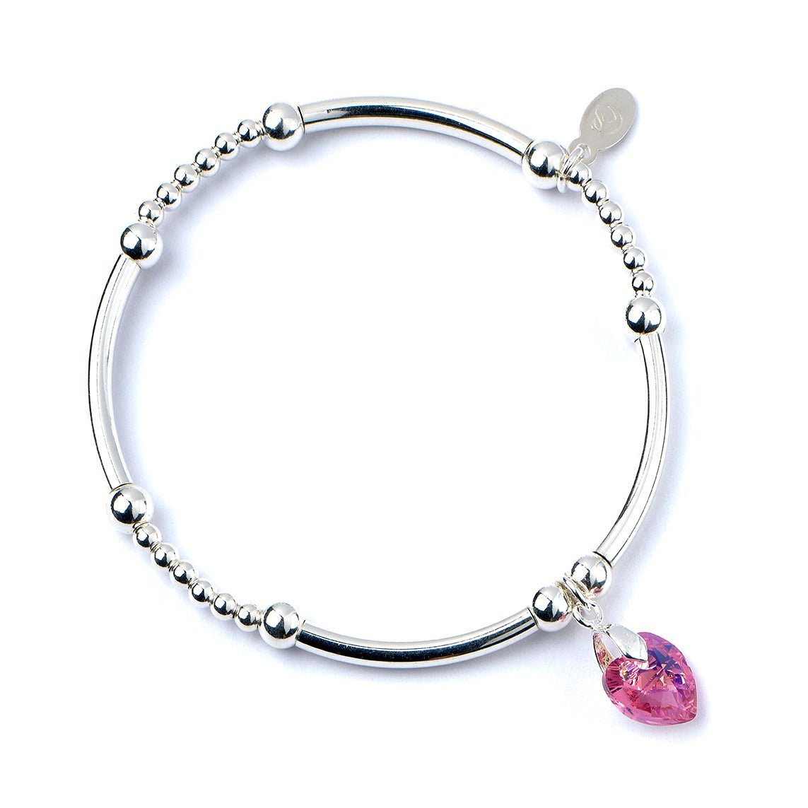 Crystal Hearts on Silver Ball & Noodle Bead Bracelet - MYLEE London