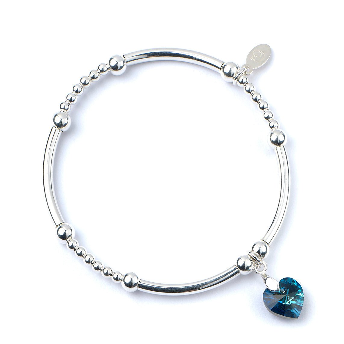 Crystal Hearts on Silver Ball & Noodle Bead Bracelet - MYLEE London