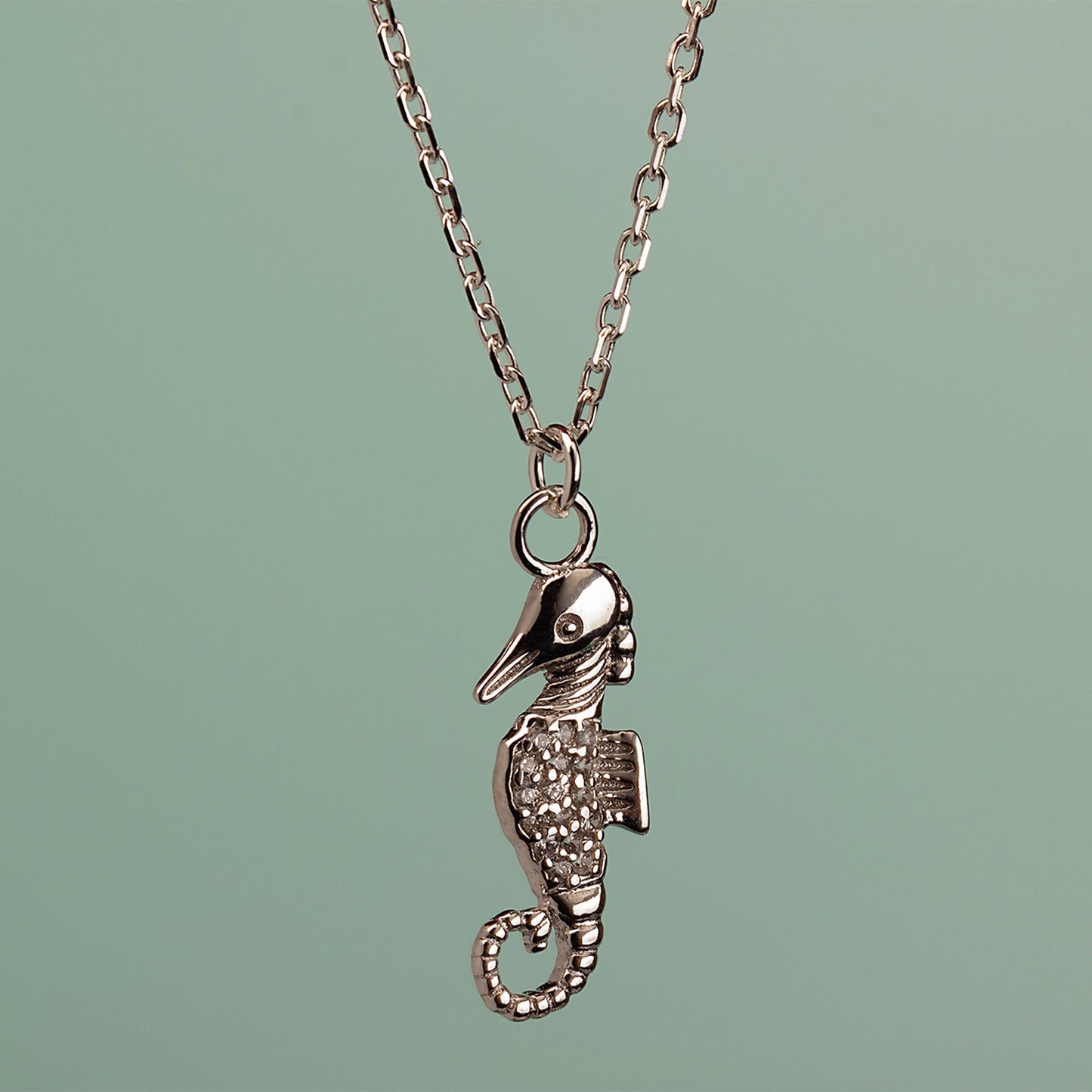 Crystal Seahorse Necklace - Sterling Silver - MYLEE London