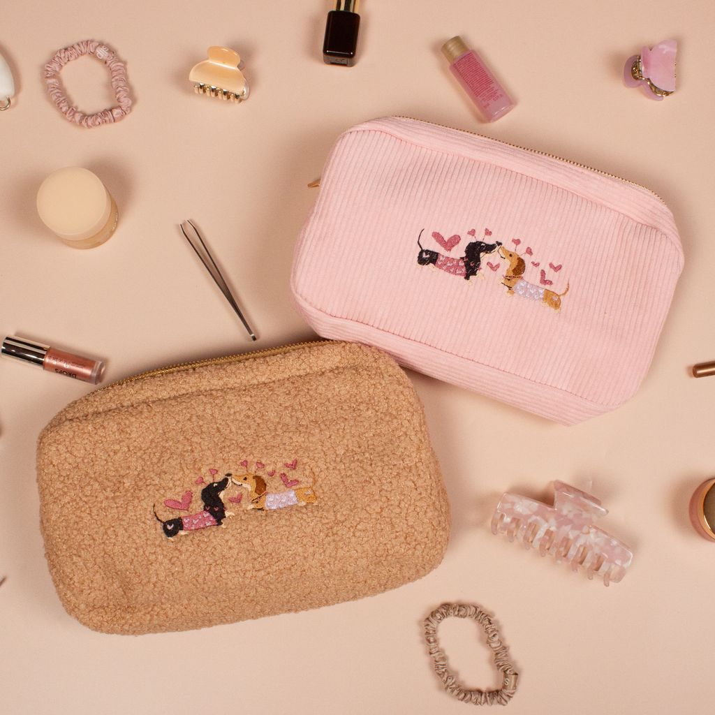 Dachshund Embroidered Make - Up Cosmetics Bag - MYLEE London