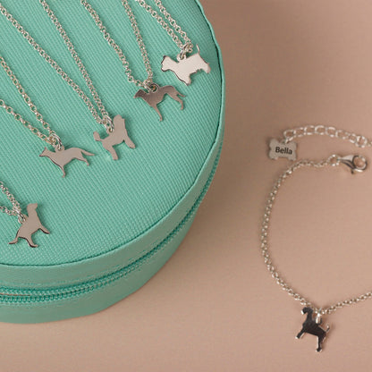 Dachshund Silhouette Chain Bracelet - Personalised - Sterling Silver - MYLEE London