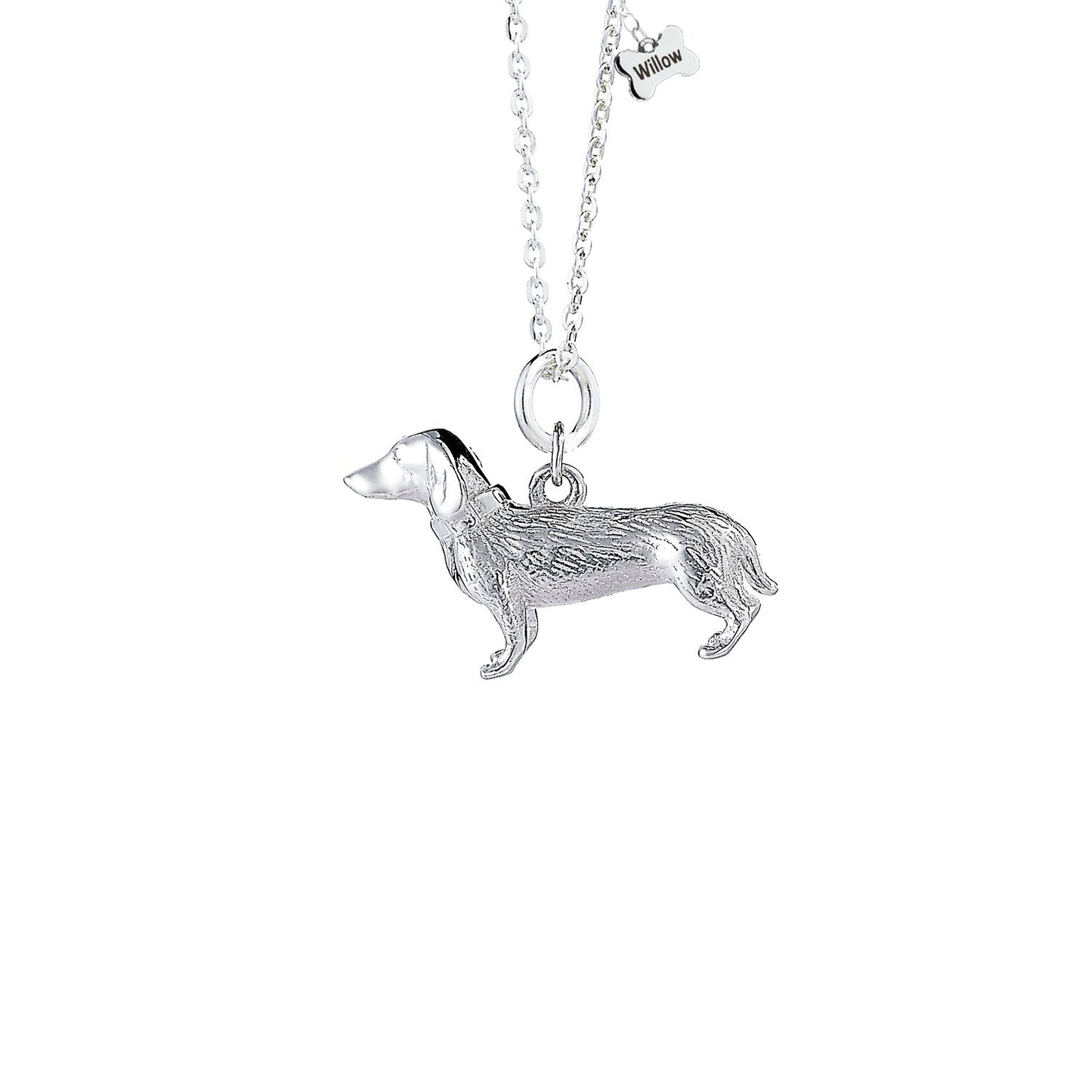 Dachshund Silver Necklace - Personalised - MYLEE London