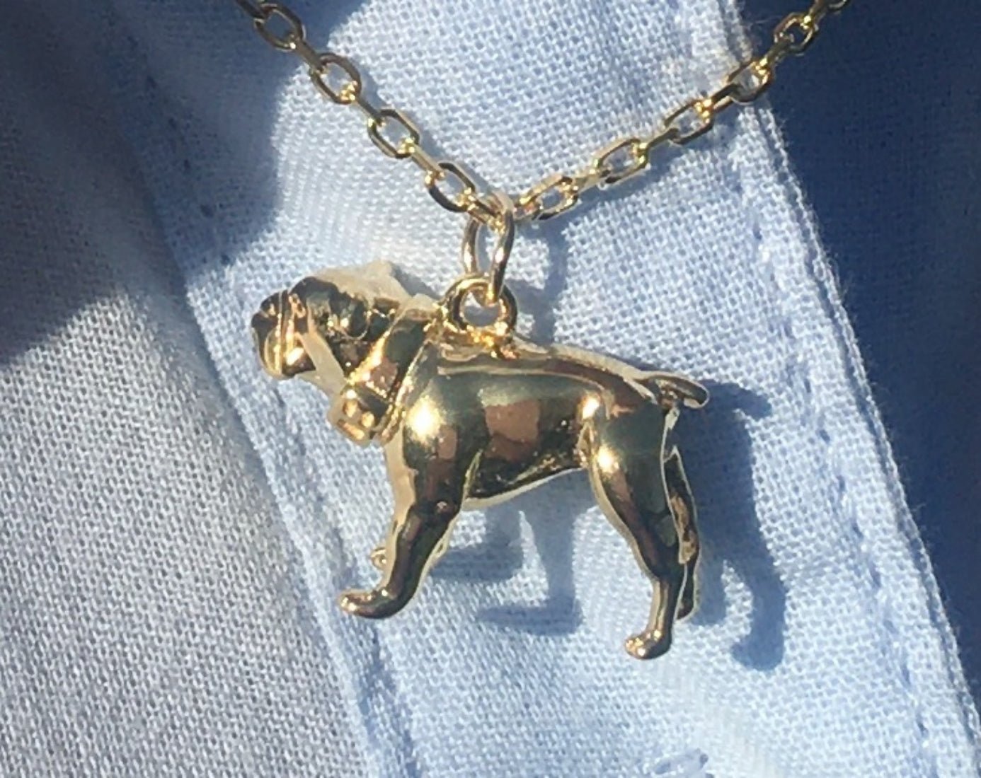 English Bulldog Gold Necklace - Personalised - MYLEE London