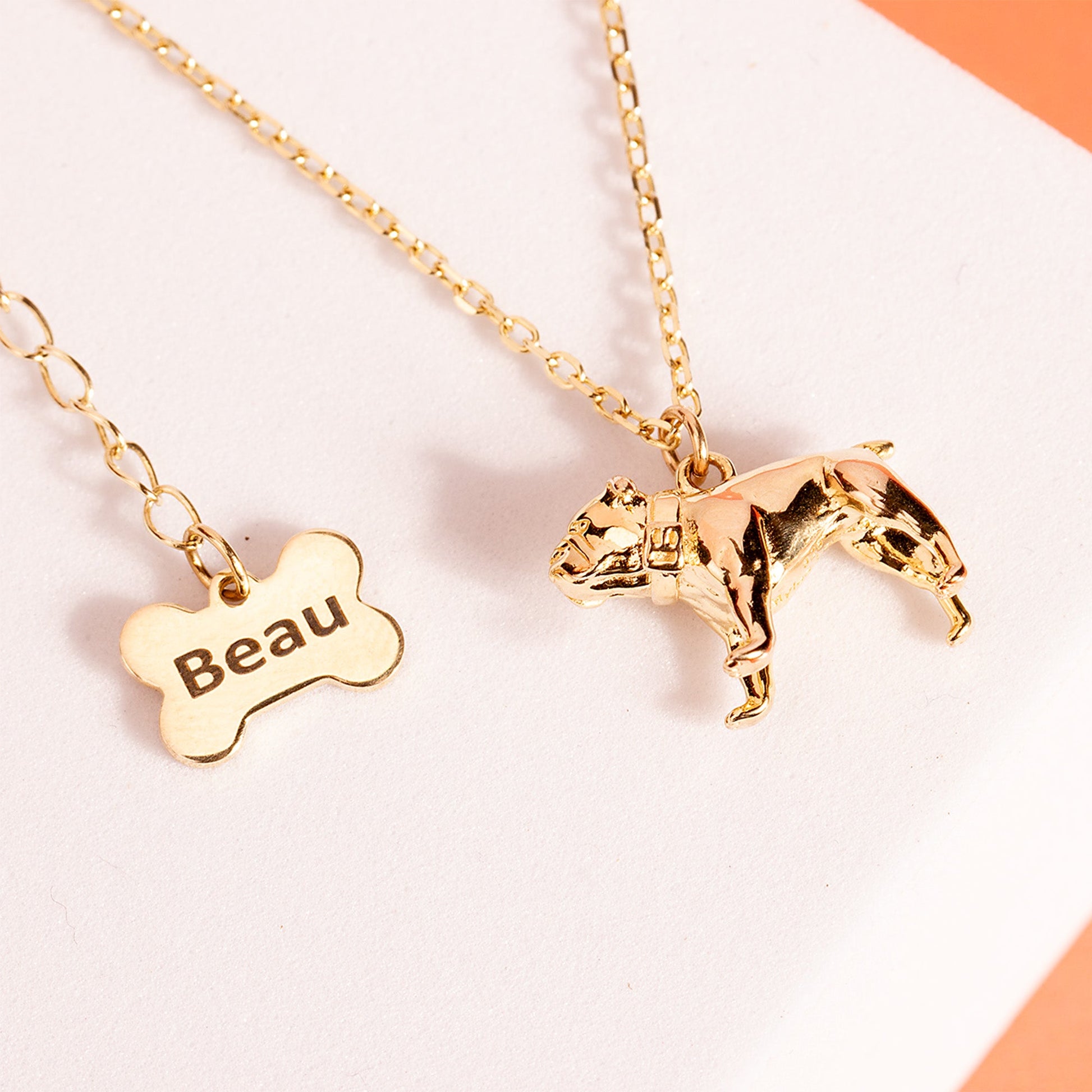 English Bulldog Gold Necklace - Personalised - MYLEE London