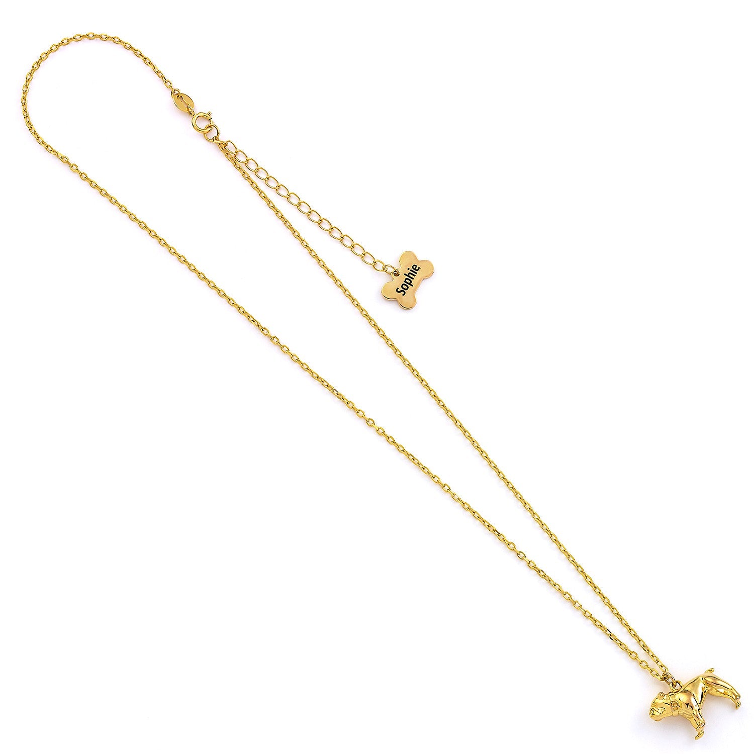 English Bulldog Gold Necklace - Personalised - MYLEE London