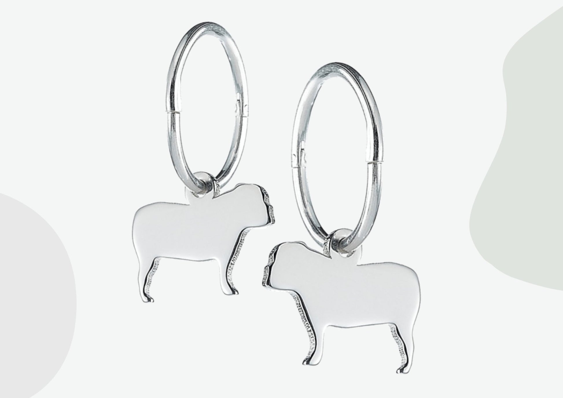 English Bulldog Silhouette Silver Earrings - MYLEE London