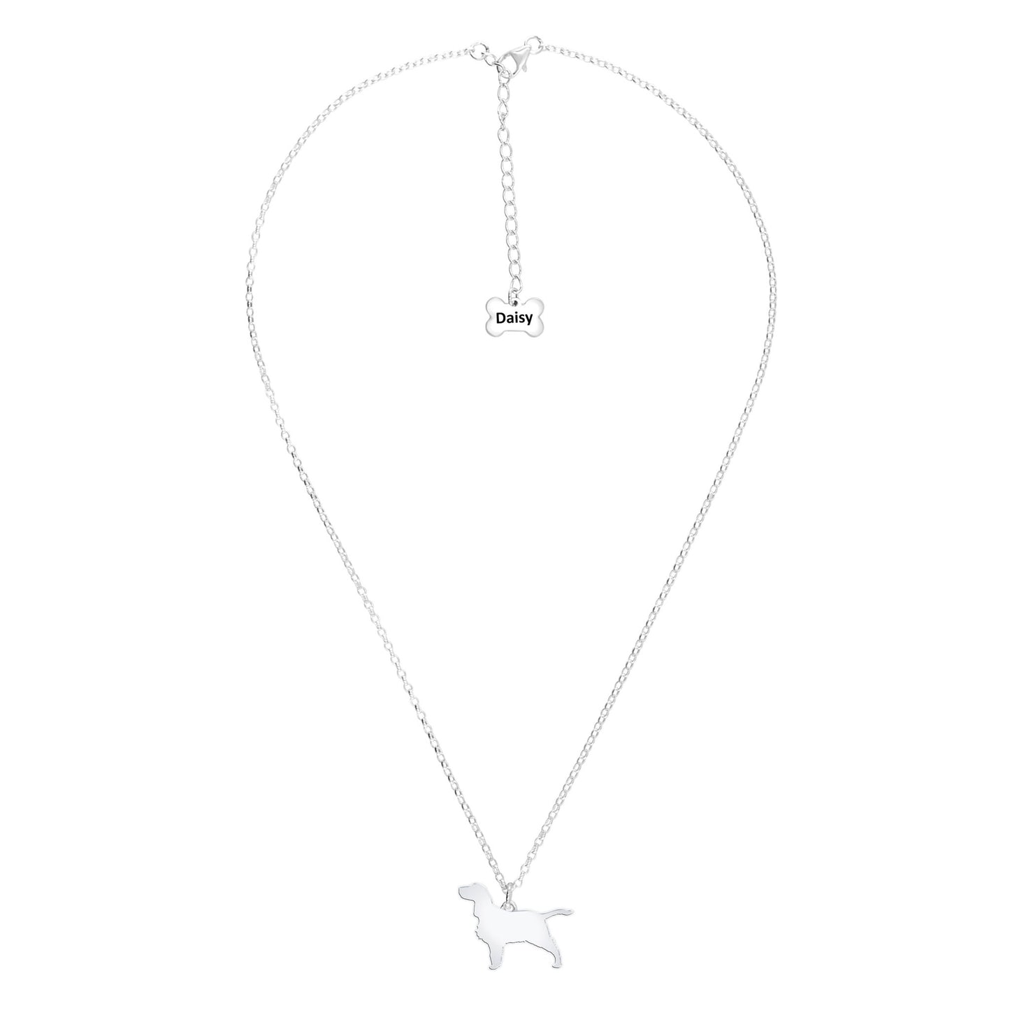 English Springer Spaniel Silhouette Silver Necklace - Personalised - MYLEE London
