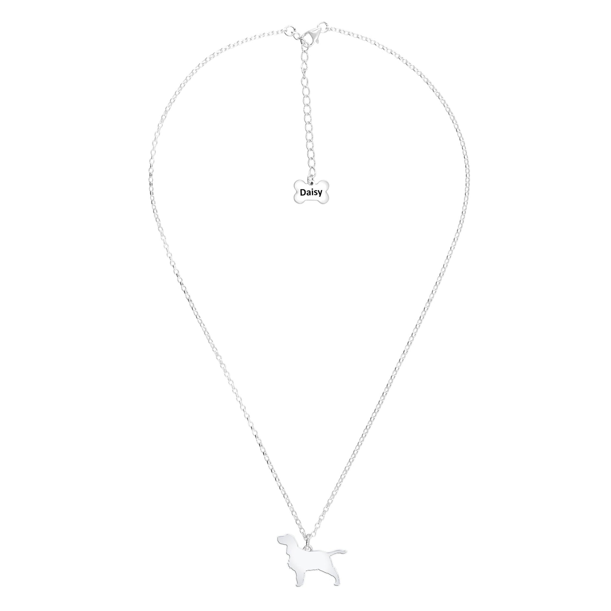 English Springer Spaniel Silhouette Silver Necklace - Personalised - MYLEE London