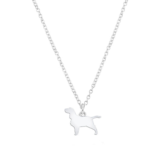 English Springer Spaniel Silhouette Silver Necklace - Personalised - MYLEE London