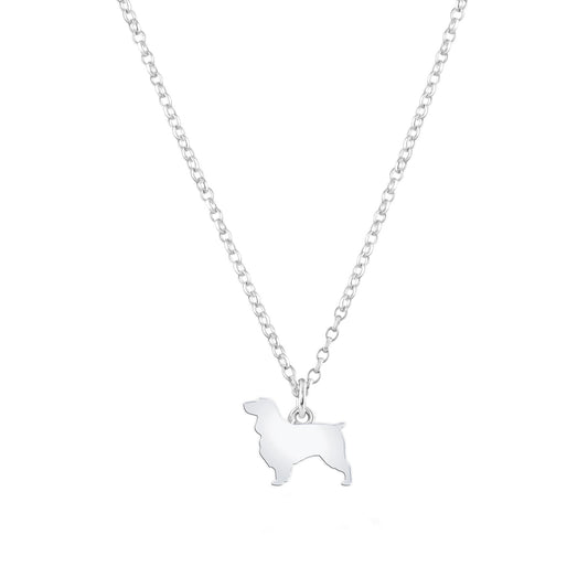 Field Spaniel Silhouette Silver Necklace - Personalised - MYLEE London