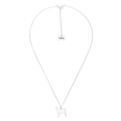 Finnish Spitz Silhouette Silver Necklace - Personalised - MYLEE London