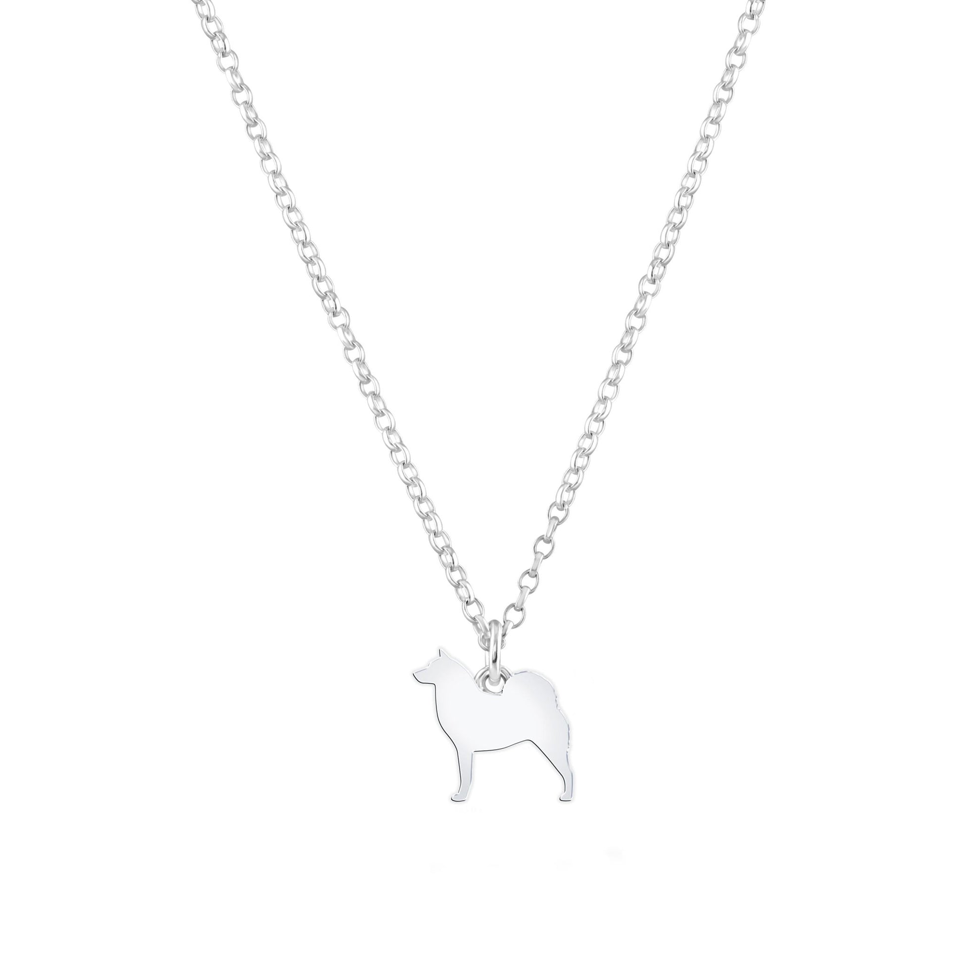 Finnish Spitz Silhouette Silver Necklace - Personalised - MYLEE London