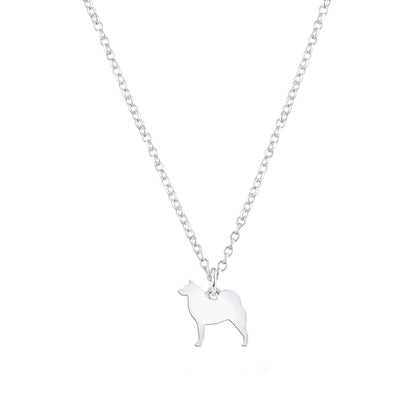 Finnish Spitz Silhouette Silver Necklace - Personalised - MYLEE London