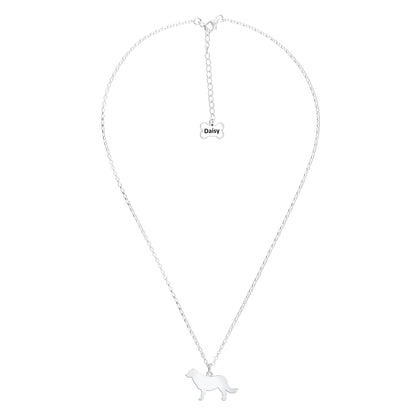 Flat - Coated Retriever Silhouette Silver Necklace - Personalised - MYLEE London