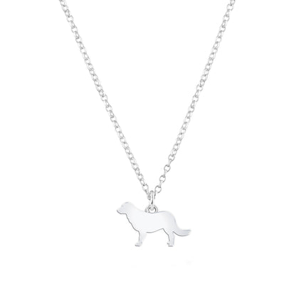 Flat - Coated Retriever Silhouette Silver Necklace - Personalised - MYLEE London