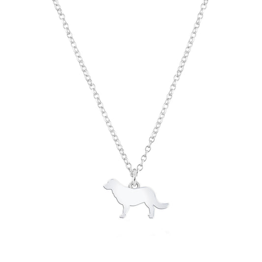 Flat - Coated Retriever Silhouette Silver Necklace - Personalised - MYLEE London
